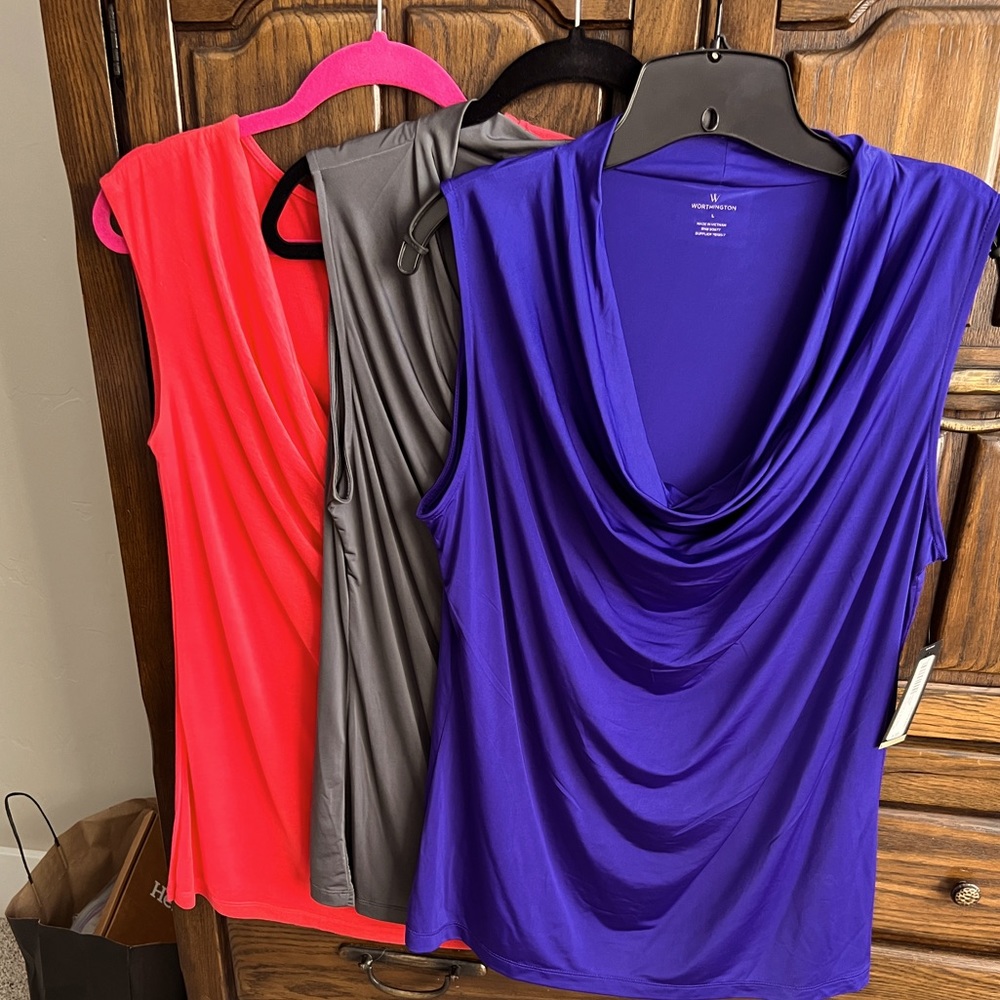 👚 SOLD ♥️3 cowled neck blouses. ♥️